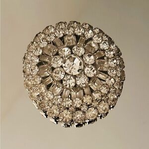 Elegant Silver Crystal Brooch